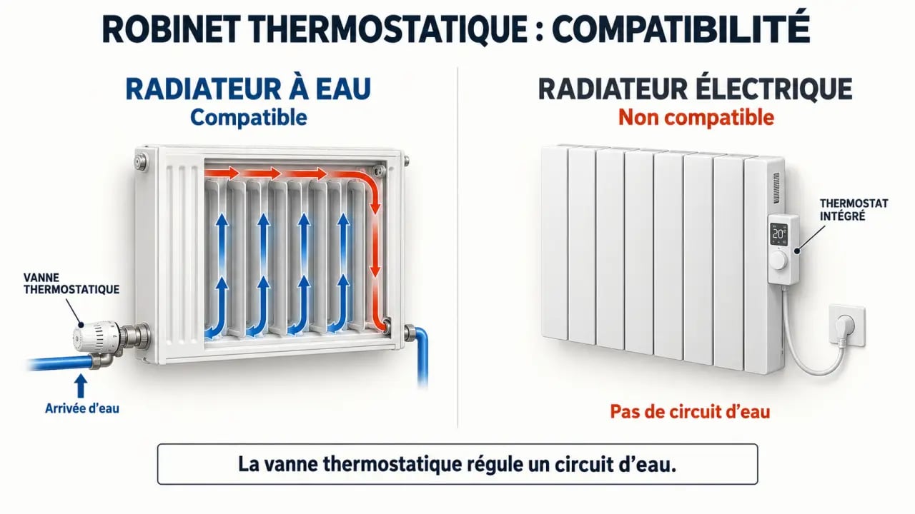 Peut-on mettre des robinets thermostatiques sur tous les radiateurs : différence entre radiateur à eau et radiateur électrique