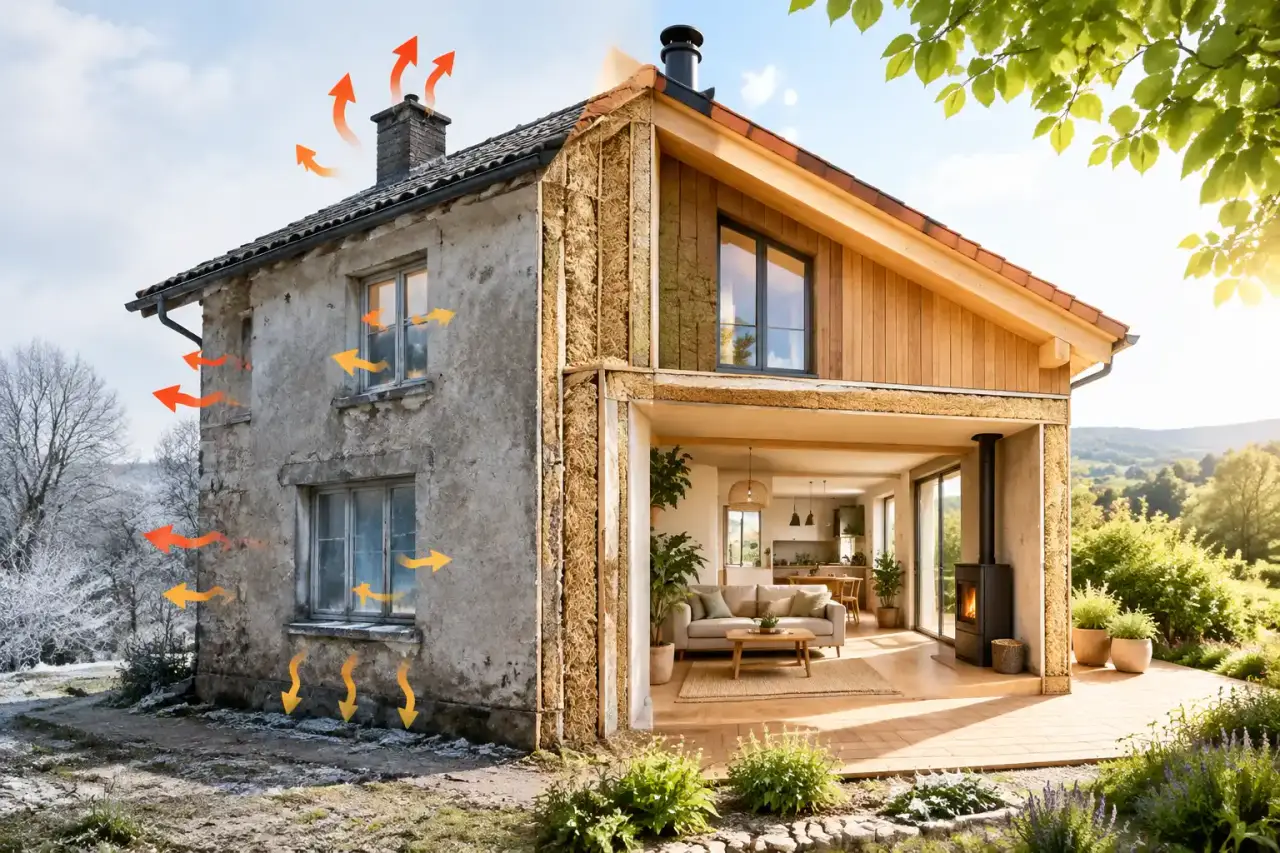 Intérieur sain et lumineux rénové avec des matériaux naturels