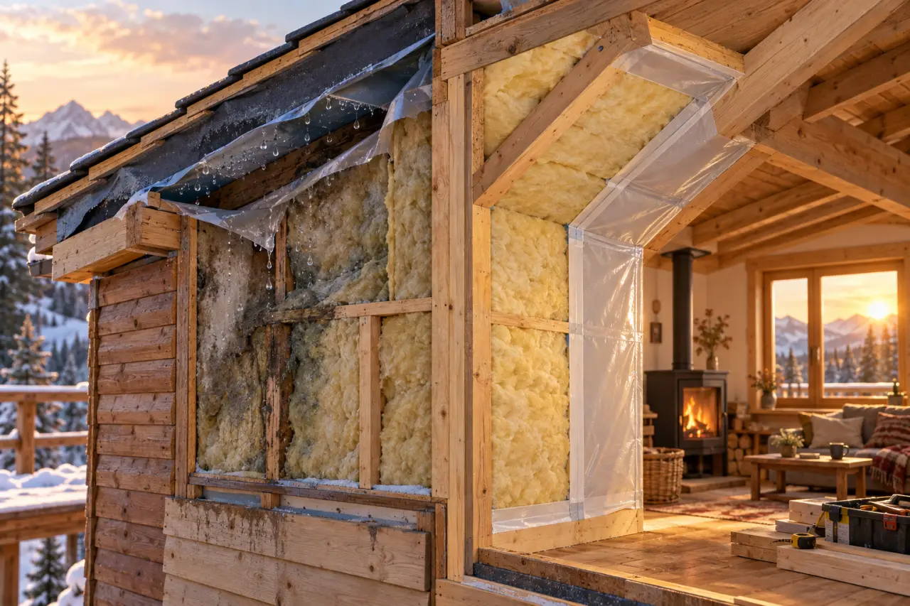 Isoler un chalet bois : le pare-vapeur mal posé peut provoquer de la condensation