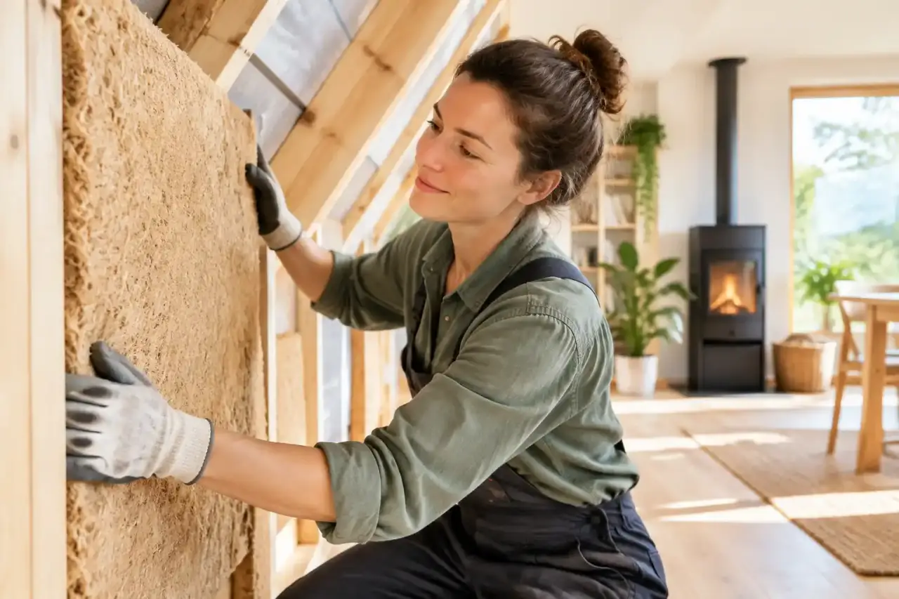 Panneaux de laine de bois utilisés pour isoler une maison