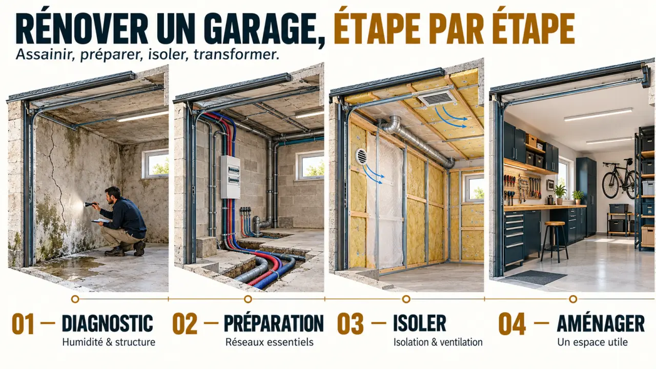 Rénovation garage en plusieurs étapes, du diagnostic à l’aménagement final