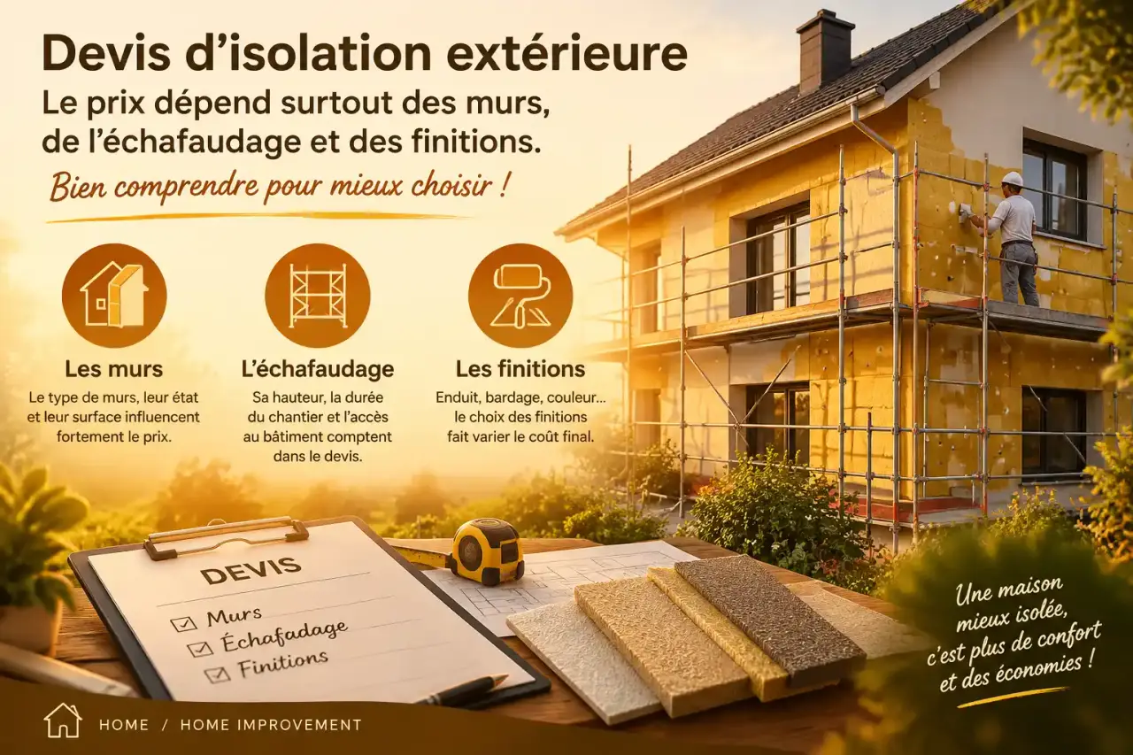 Devis d’isolation extérieure : le prix dépend surtout des murs, de l’échafaudage et des finitions