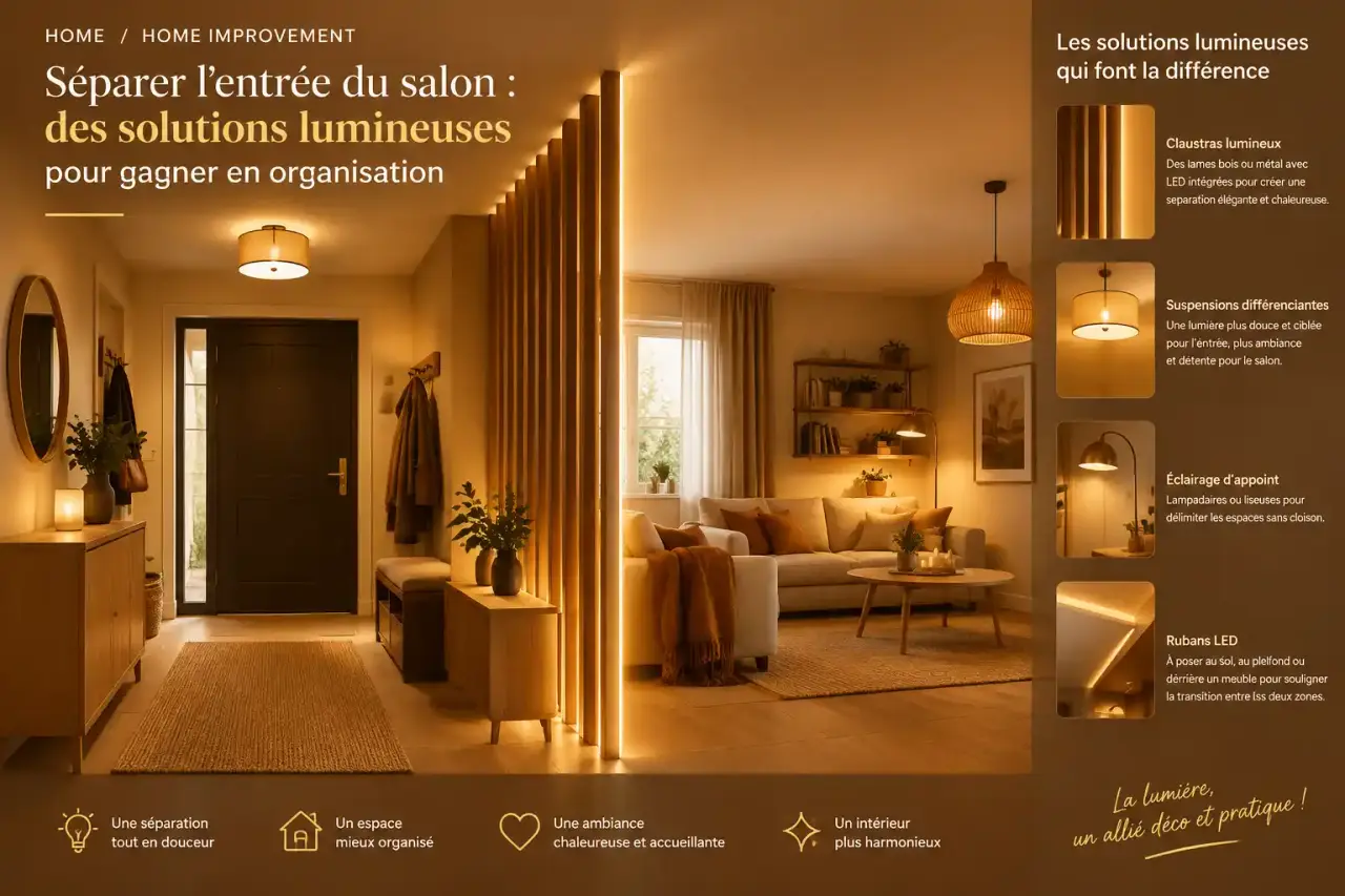 Séparer l’entrée du salon : des solutions lumineuses pour gagner en organisation