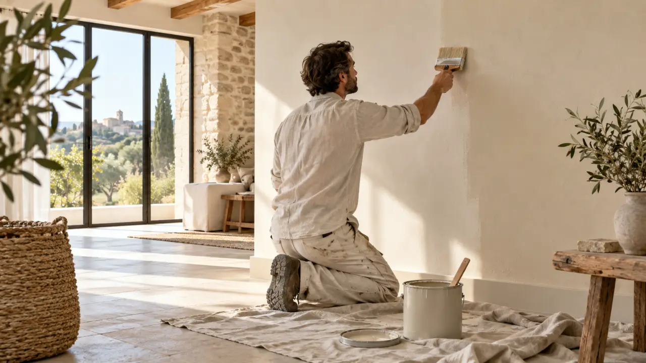 Mur intérieur peint avec une finition naturelle dans un habitat lumineux