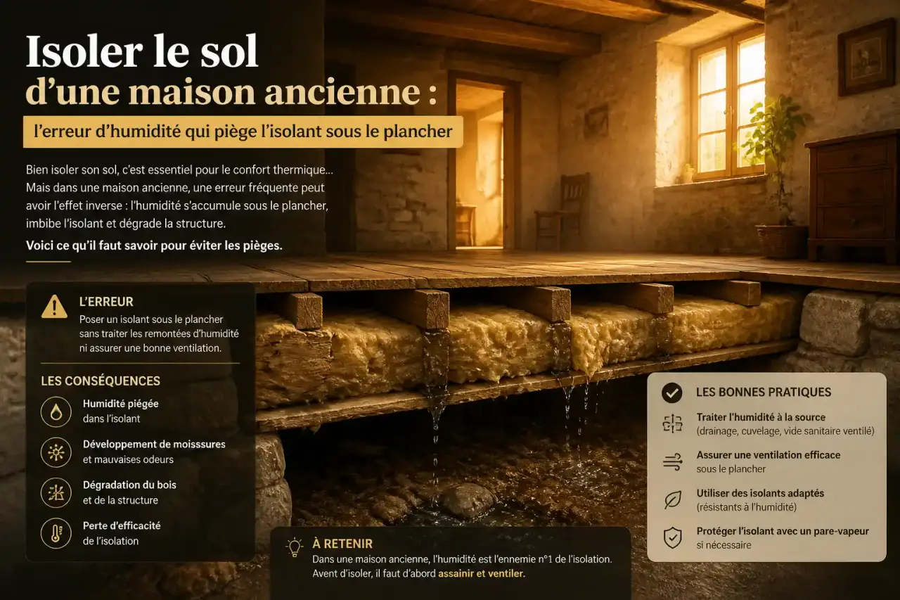 Isoler le sol d'une maison ancienne : l'erreur d'humidité qui piège l'isolant sous le plancher